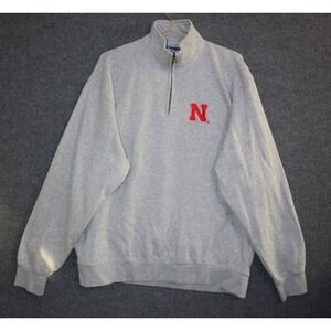 Blue 84 Pullover Men 2XL Gray Nebraska Corn Huskers 1/4 Zip Pullover BIG RED GUC